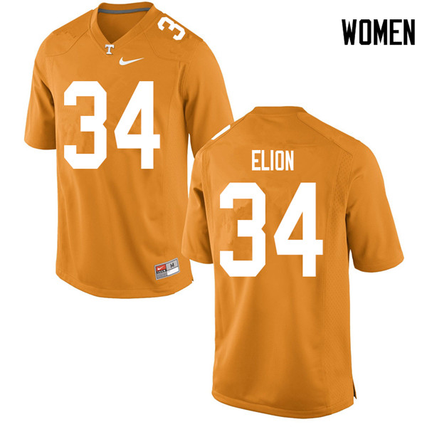 Women #34 Malik Elion Tennessee Volunteers College Football Jerseys Sale-Orange